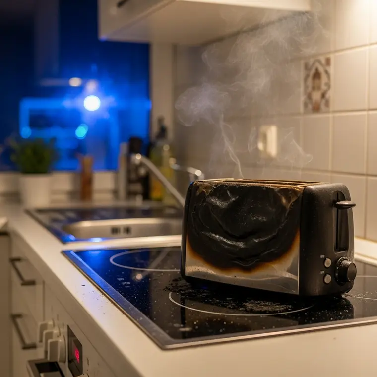 Symbolbild: Toaster auf der Herdplatte: Kleinbrand in Kahlaer Küche