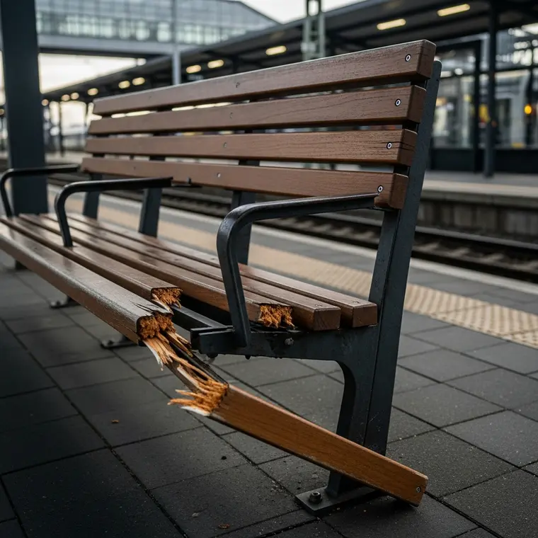 Symbolbild: Vandalismus am Bahnhof Jena Paradies: Sitzbank aus Verankerung gerissen