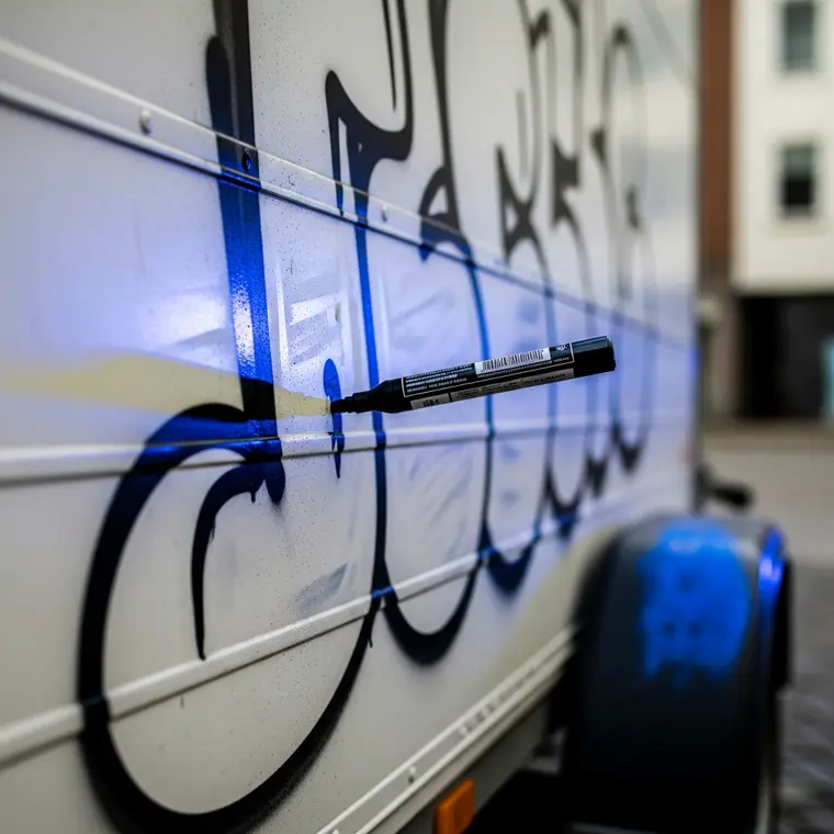 Symbolbild: Sachbeschädigung in der Friedensstraße: Graffiti an Mammographie-Trailer angebracht