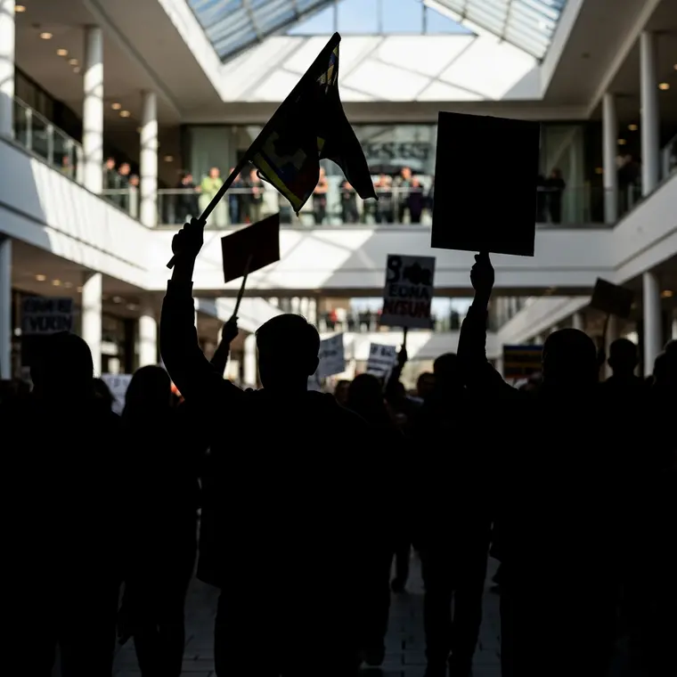 Symbolbild: Protest in Jena: Kundgebung gegen geplantes Bundeswehr-Musterungszentrum in der Goethe Galerie