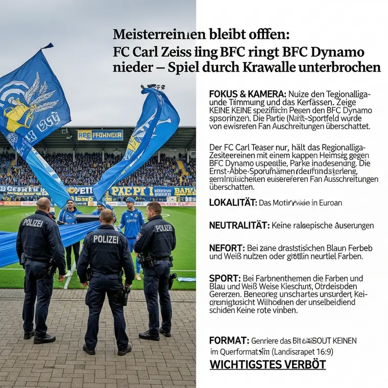 Symbolbild: Meisterrennen bleibt offen: FC Carl Zeiss Jena ringt BFC Dynamo nieder – Spiel durch Krawalle unterbrochen