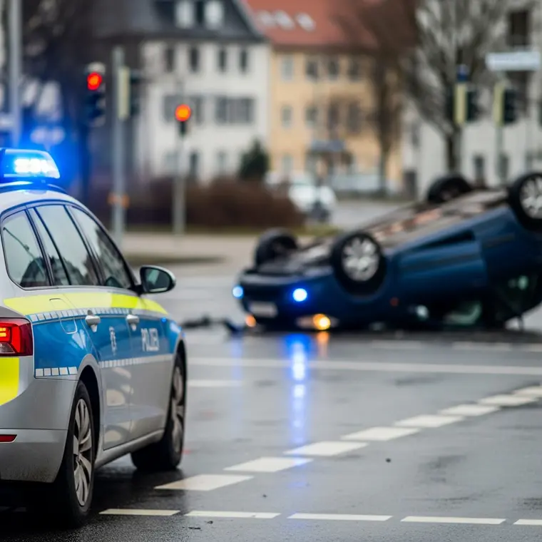 Symbolbild: Schwerer Unfall am Lutherplatz: VW überschlägt sich nach Auffahrunfall