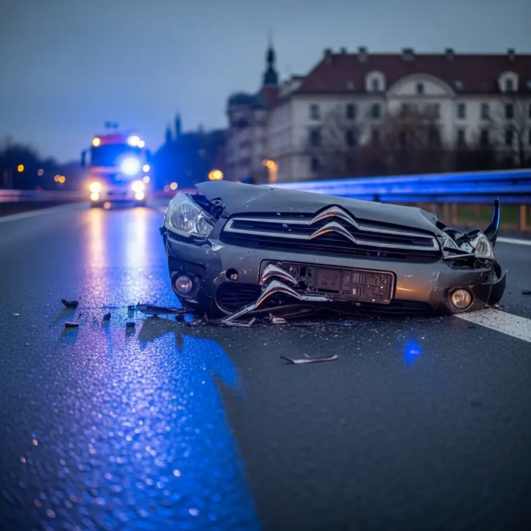 Symbolbild: Trümmerfeld nach Unfallflucht bei Nausnitz: Polizei sucht beschädigten Citroën