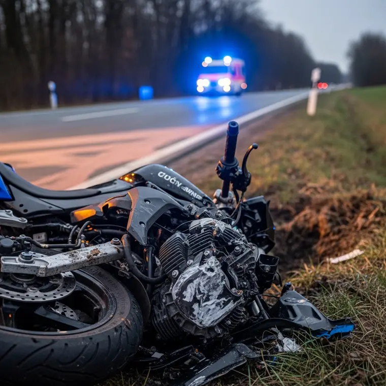 Symbolbild: Unfall auf der L1077: 19-jähriger Motorradfahrer stürzt Abhang hinab