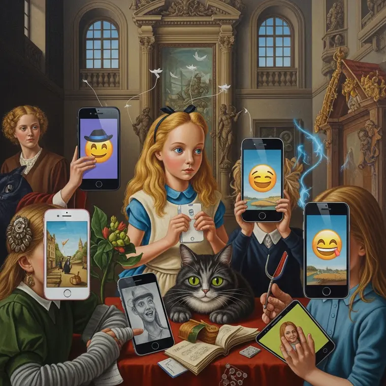 Symbolbild: Alice im Wunderland trifft Social Media: Zohar Fraiman in der Kunstsammlung Jena