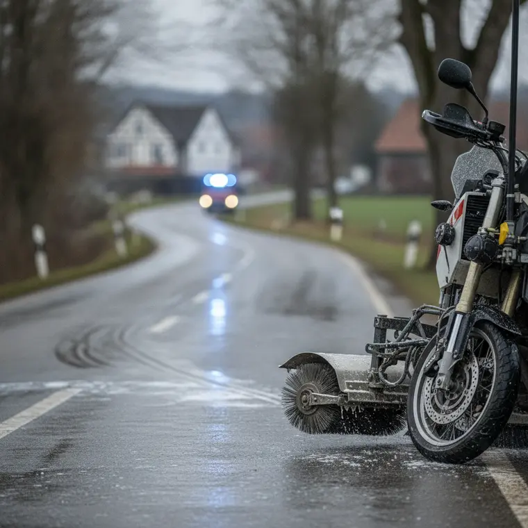 Symbolbild: Güllespur auf L 1372: Schnelle Reinigung bannt Rutschgefahr für Zweiradfahrer