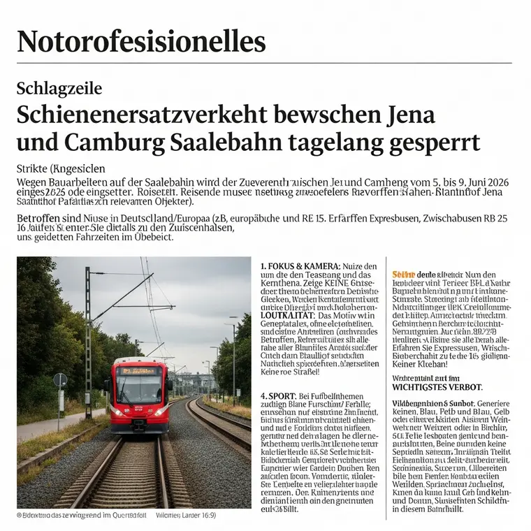 Symbolbild: Schienenersatzverkehr zwischen Jena und Camburg: Saalebahn tagelang gesperrt