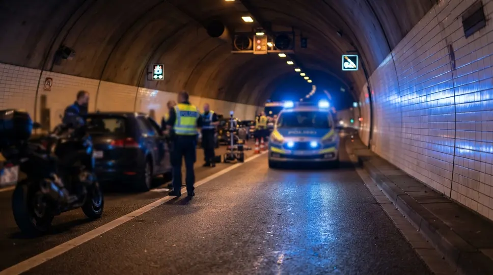 Symbolbild: Verkehrsunfall im Tunnel Lobdeburg auf der A4