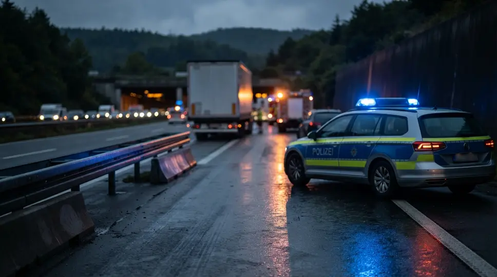 Symbolbild: A4-Unfall bei Jena: Drei Lkw kollidiert, Tunnel gesperrt