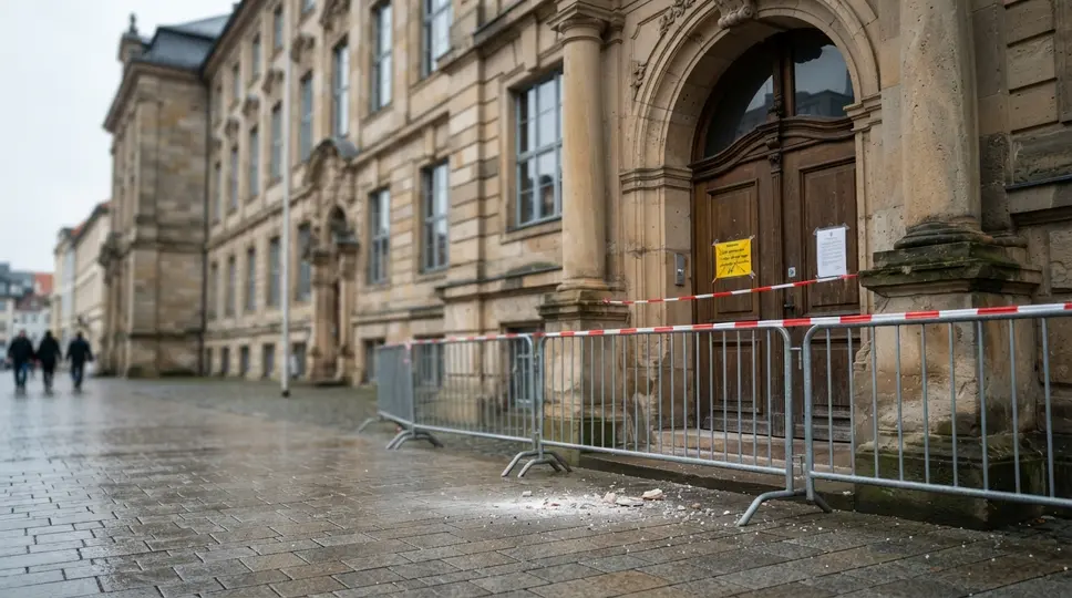 Symbolbild: Uni Jena: Hauptgebäude nach Putz-Absturz gesperrt