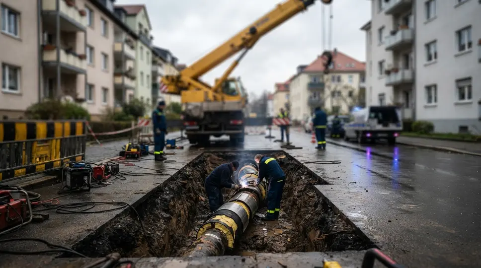 Symbolbild: Kran beschädigt Fernwärmeleitung in Jena-Oberaue