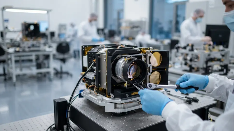 Symbolbild: Jenaer Optik für ESA-Satellit FLEX im All