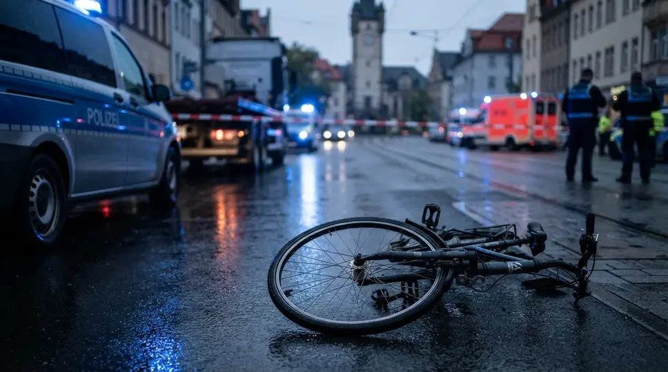 Symbolbild: Tödlicher Unfall in Jena: Radfahrerin stirbt nach Lkw-Kollision